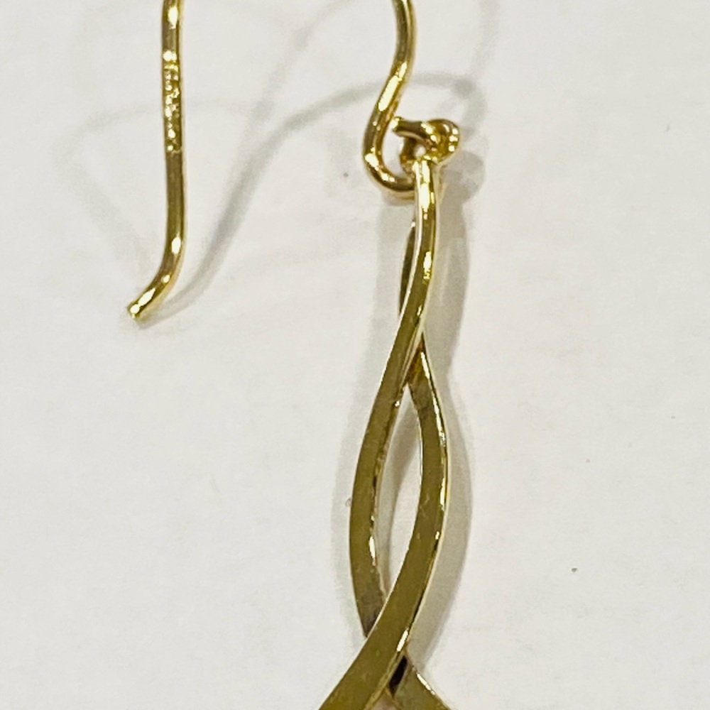 14k Yellow Gold Solid Silver Celtic Dangle Earrin… - image 2